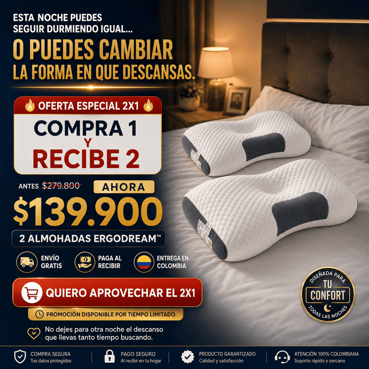 2 Almohadas Ergodream Cozatti